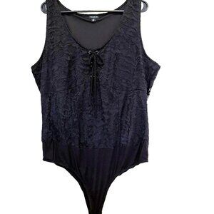 Torrid Sexy Black Lace Corset Lace Up Bodysuit Size 2 2X Sleeveless Whimsigoth